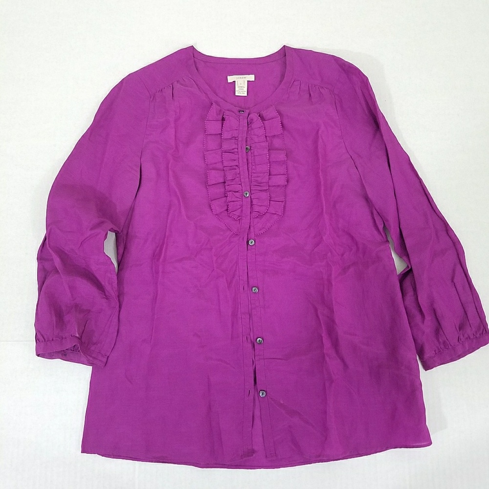 J. Crew Women's Silk Ruffle Blouse